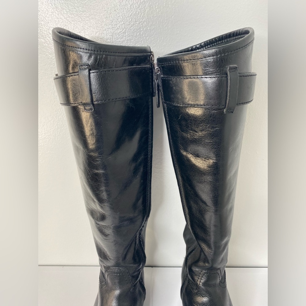 TORY BURCH Grace Black Knee-High Leather Riding Boots - Picture 4 of 12